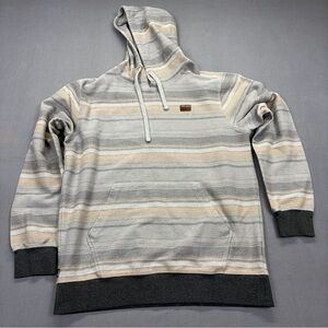 O’Neill Bavaro Baja Stripe Hoodie M Gray Tan Surf Skate Pullover
